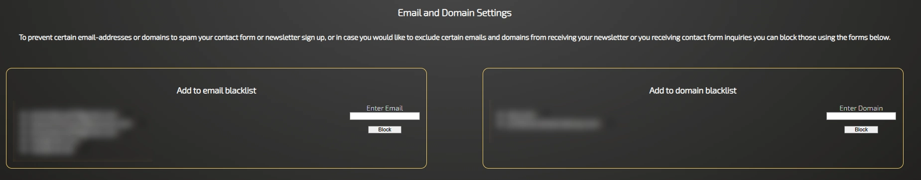 Backend Sicherheitseinstellungen für Emails und Domains